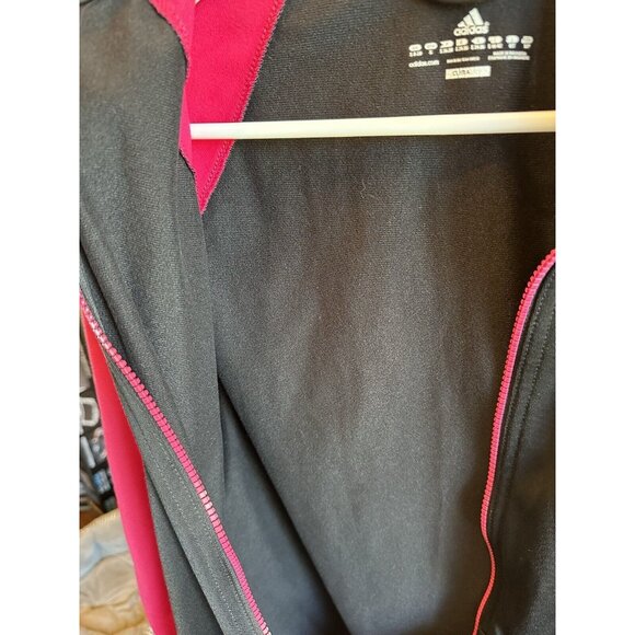 Adidas Jacket Womens‎ Small Pink Black 3 Stripes Full Zip Climalite Tracksuit - Picture 8 of 9